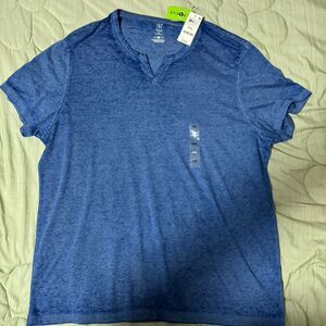 I.N.C. Blue Washed V-Neck Shirt